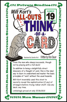 Ron Bauer Private Studies Series #19 - Milt Kort's All-Outs Think-of-a-Card